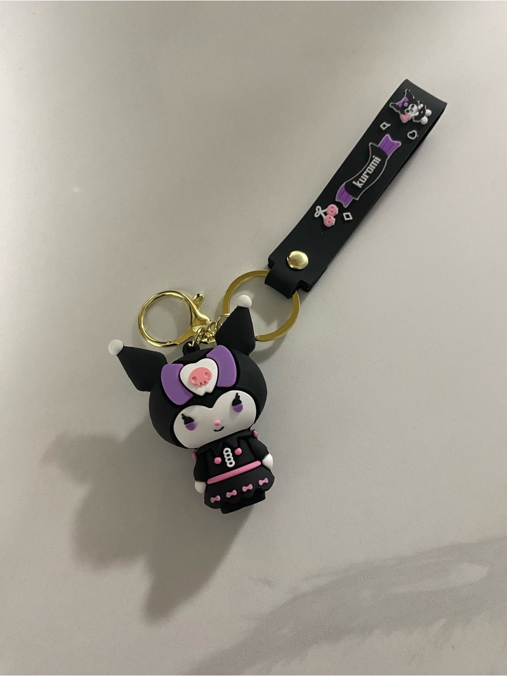 Kuromi Black & Purple Silicone Character Keychain Strap